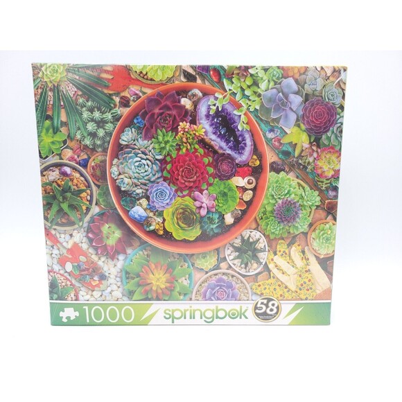 Succulent Garden 1000 Piece Jigsaw Puzzle 24x30 Springbok Colorful Flower Plant - Picture 1 of 5